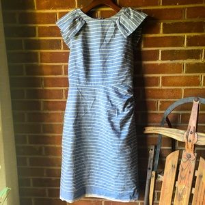 J. Crew Warehouse Blue & Ivory, Winged, Striped Pencil Skirt Dress, Size 6